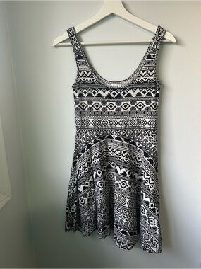 Aeropostale Black & White Tribal Print Tank Skater Dress